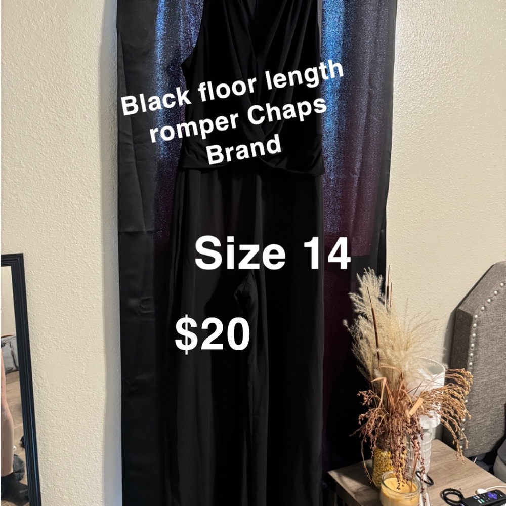 Chaps Black Floor-Length Romper